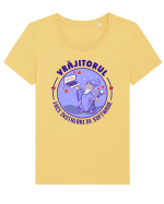 Stai puțin... Tricou mânecă scurtă guler larg fitted Damă Expresser