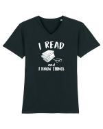 I read and I know things. Tricou mânecă scurtă guler V Bărbat Presenter
