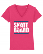 SKATE BOARD Tricou mânecă scurtă guler V Damă Evoker