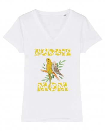 Mama de perus Budgie mom desen manual cu papagali retro White