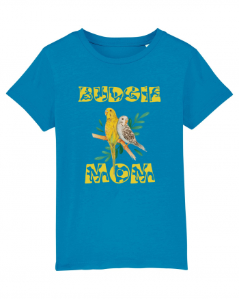 Mama de perus Budgie mom desen manual cu papagali retro Azur