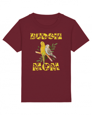 Mama de perus Budgie mom desen manual cu papagali retro Burgundy