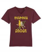 Mama de perus Budgie mom desen manual cu papagali retro Tricou mânecă scurtă guler V Bărbat Presenter