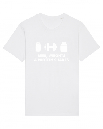 Beer, weights & protein shakes White