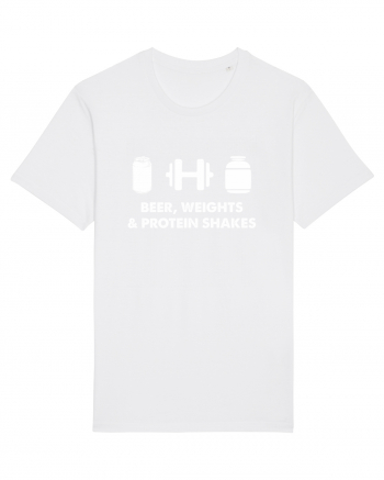 Beer, weights & protein shakes White