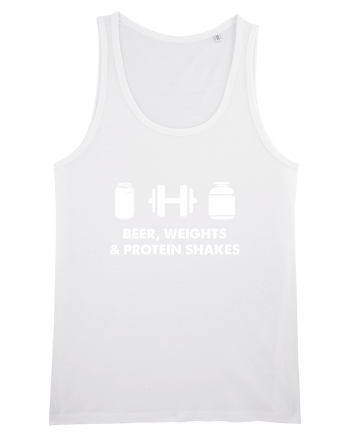 Beer, weights & protein shakes White