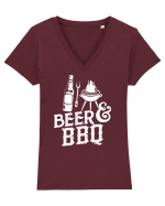 Beer BBQ Tricou mânecă scurtă guler V Damă Evoker