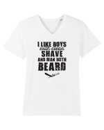 Man with beard Tricou mânecă scurtă guler V Bărbat Presenter