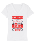 Crăciunul fără sarmale - v3 Tricou mânecă scurtă guler V Damă Evoker