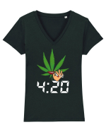 4 20 Funny Trippy Smoking Green Tricou mânecă scurtă guler V Damă Evoker