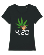 4 20 Funny Trippy Smoking Green Tricou mânecă scurtă guler larg fitted Damă Expresser