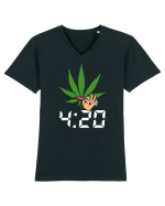 4 20 Funny Trippy Smoking Green Tricou mânecă scurtă guler V Bărbat Presenter