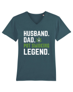HUSBAND DAD POT SMOKING LEGEND Tricou mânecă scurtă guler V Bărbat Presenter