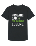 HUSBAND DAD POT SMOKING LEGEND Tricou mânecă scurtă guler larg Bărbat Skater