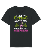 I love my getting stoned with smoking pot girlfriend Tricou mânecă scurtă Unisex Rocker