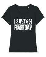 Black Fraier Day Tricou mânecă scurtă guler larg fitted Damă Expresser
