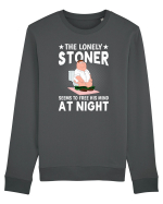 THE LONELY STONER SEEMS TO FREE HIS MIND AT NIGHT Bluză mânecă lungă Unisex Rise