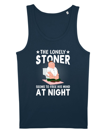 THE LONELY STONER SEEMS TO FREE HIS MIND AT NIGHT Navy