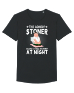THE LONELY STONER SEEMS TO FREE HIS MIND AT NIGHT Tricou mânecă scurtă guler larg Bărbat Skater