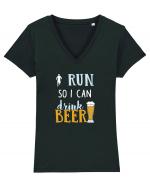 Run for beer Tricou mânecă scurtă guler V Damă Evoker