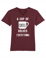 Cafeaua este soluția Tricou mânecă scurtă guler V Bărbat Presenter