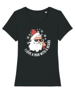 amuzant de Craciun - I love a man with a beard  Tricou mânecă scurtă guler larg fitted Damă Expresser