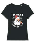 amuzant de Craciun - I'm sexy and I grow it  Tricou mânecă scurtă guler larg fitted Damă Expresser