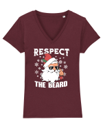 amuzant de Craciun - Respect the beard  Tricou mânecă scurtă guler V Damă Evoker