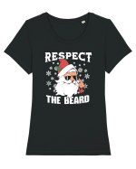 amuzant de Craciun - Respect the beard  Tricou mânecă scurtă guler larg fitted Damă Expresser