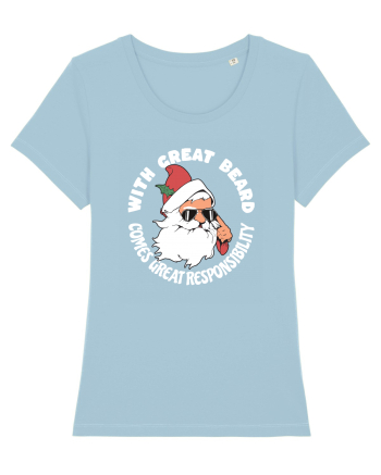 amuzant de Craciun - With great beard comes great responsibility  Sky Blue