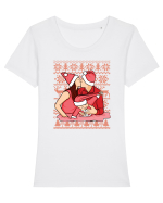 pentru Craciun in familie - Christmas kiss Tricou mânecă scurtă guler larg fitted Damă Expresser