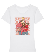 pentru Craciun in familie - Our silent night Tricou mânecă scurtă guler larg fitted Damă Expresser