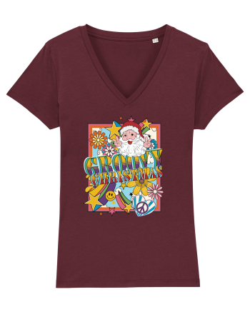 retro de Craciun - Groovy Christmas Burgundy