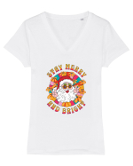 retro de Craciun - Stay merry and bright Tricou mânecă scurtă guler V Damă Evoker