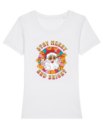 retro de Craciun - Stay merry and bright Tricou mânecă scurtă guler larg fitted Damă Expresser