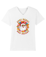 retro de Craciun - Stay merry and bright Tricou mânecă scurtă guler V Bărbat Presenter