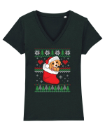 de Craciun cu caini - Beagle pup Tricou mânecă scurtă guler V Damă Evoker
