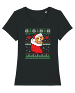 de Craciun cu caini - Beagle pup Tricou mânecă scurtă guler larg fitted Damă Expresser