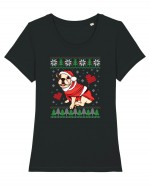 de Craciun cu caini - French bulldog Tricou mânecă scurtă guler larg fitted Damă Expresser