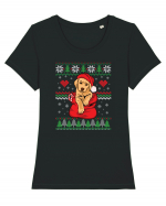 de Craciun cu caini - Golden retriever Tricou mânecă scurtă guler larg fitted Damă Expresser