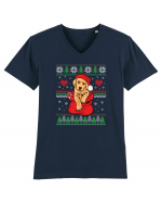 de Craciun cu caini - Golden retriever Tricou mânecă scurtă guler V Bărbat Presenter