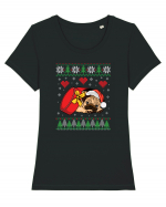 de Craciun cu caini - Pug Tricou mânecă scurtă guler larg fitted Damă Expresser