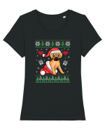 de Craciun cu caini - Puggle Tricou mânecă scurtă guler larg fitted Damă Expresser
