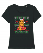 de Craciun cu caini - Spaniel Tricou mânecă scurtă guler larg fitted Damă Expresser