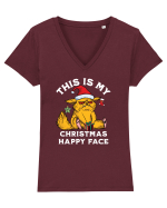 This is my Christmas happy face  Tricou mânecă scurtă guler V Damă Evoker