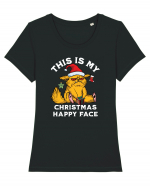 This is my Christmas happy face  Tricou mânecă scurtă guler larg fitted Damă Expresser