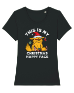 This is my Christmas happy face  Tricou mânecă scurtă guler larg fitted Damă Expresser