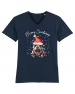 de Craciun cu luminite - Bulldog Tricou mânecă scurtă guler V Bărbat Presenter