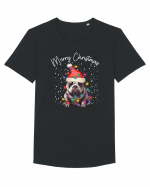 de Craciun cu luminite - Bulldog Tricou mânecă scurtă guler larg Bărbat Skater