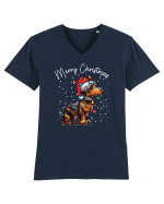 de Craciun cu luminite - Dachshund Tricou mânecă scurtă guler V Bărbat Presenter